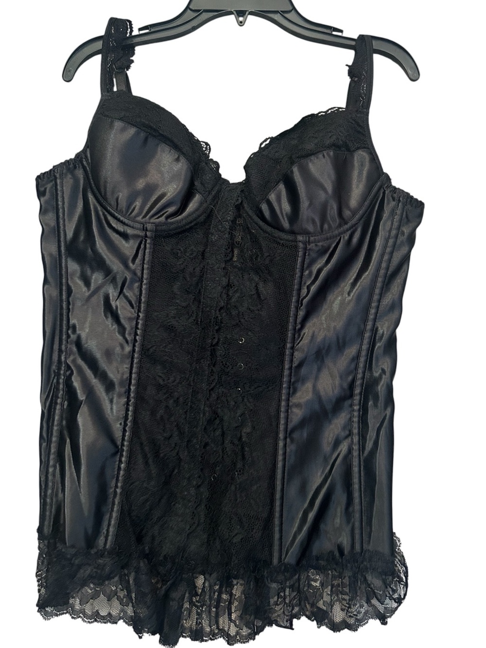 Black Lace Satin Bustier Camisole Corset size XL